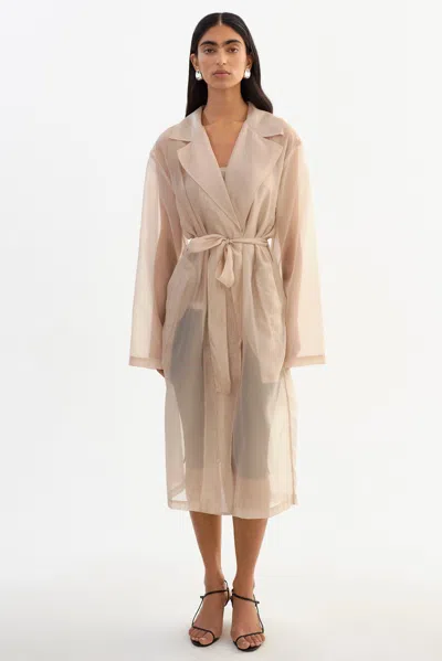 Lamarque Talise Sheer Organza Trench Coat In Neutral