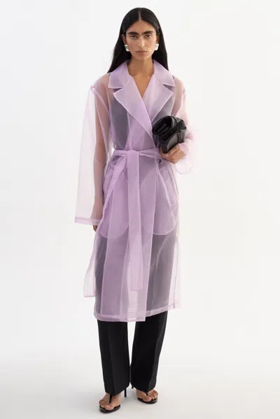 Lamarque Talise Sheer Organza Trench Coat In Purple