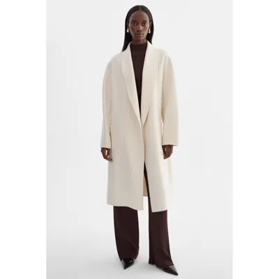 Lamarque Thara | Shawl Collar Wool Coat In White