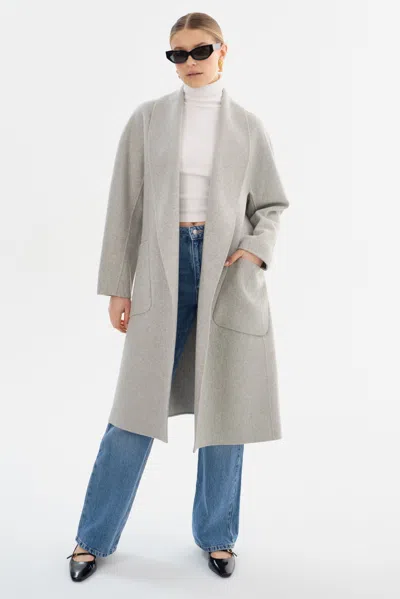Lamarque Thara Shawl Collar Wool Coat In Gray