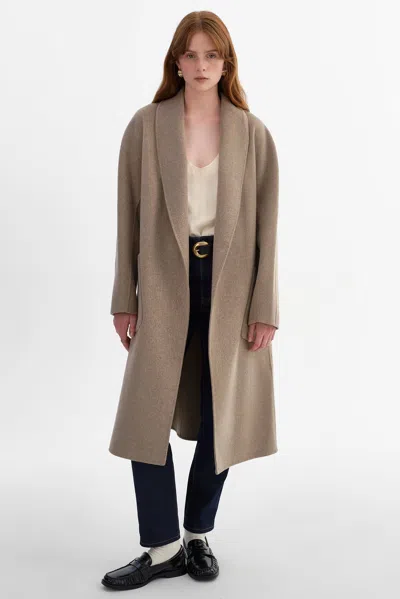Lamarque Thara Shawl Collar Wool Coat In Brown