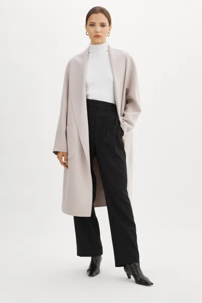 Lamarque Thara Shawl Collar Wool Coat In White