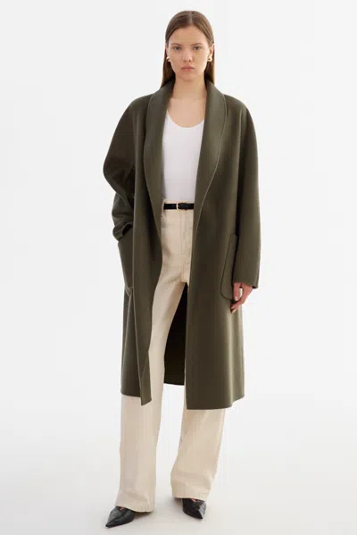 Lamarque Thara Shawl Collar Wool Coat In Green