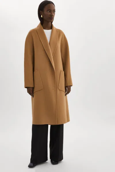 Lamarque Thara Shawl Collar Wool Coat In Nude