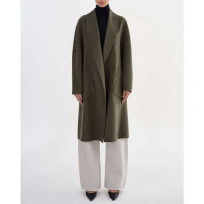 Lamarque Thara | Shawl Collar Wool Coat In Green