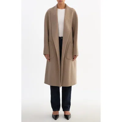Lamarque Thara | Shawl Collar Wool Coat In Brown