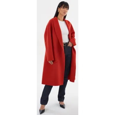 Lamarque Thara | Shawl Collar Wool Coat In Red