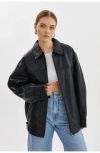 Lamarque Theia | Leather Bomber Jacket In Black