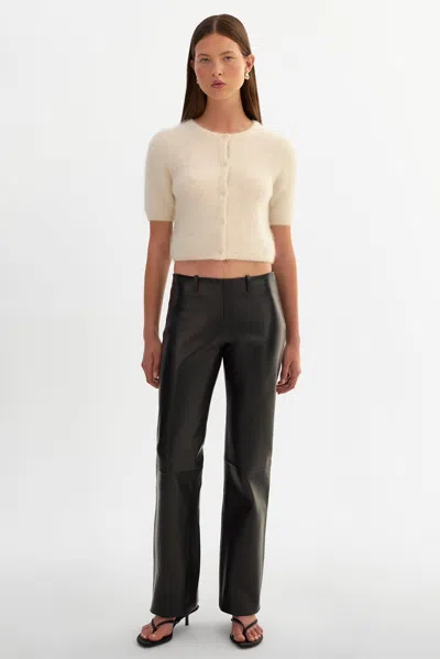 Lamarque Tia Low Rise Leather Pants In Black