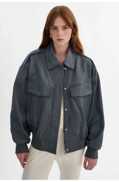 Lamarque Trevanna | Leather Bomber Jacket In Gray