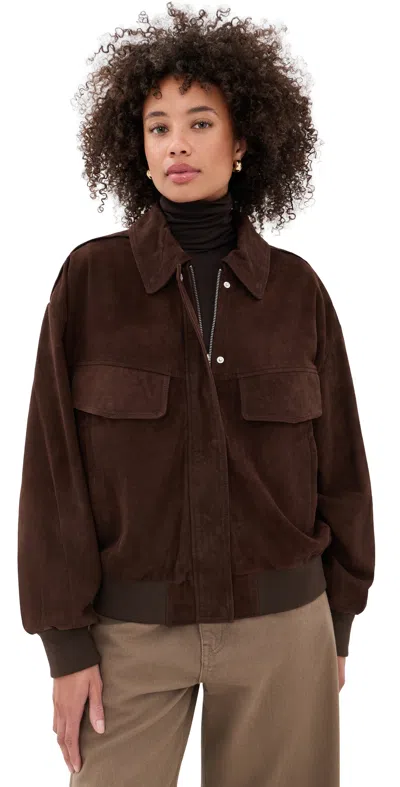 Lamarque Trevanna Suede Bomber Jacket Chocolate Brown