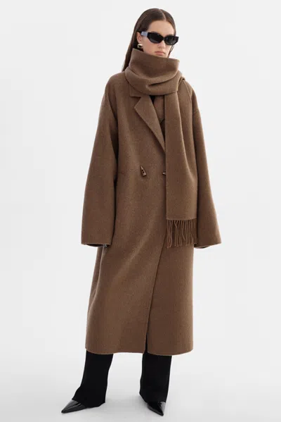 Lamarque Twila Wool Scarf Coat In Brown