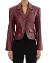 Lamarque Valentina Leather Blazer In Burgundy In White