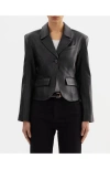 Lamarque Valentina| Micro Leather Blazer In Black