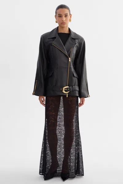 Lamarque Venetia Belted Leather Jacket In Black