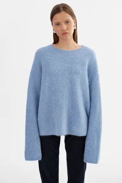 Lamarque Vera Boxy Wool Sweater In Blue