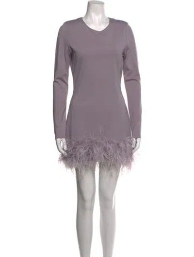 Pre-owned Lamarque V-neck Mini Dress In Purple