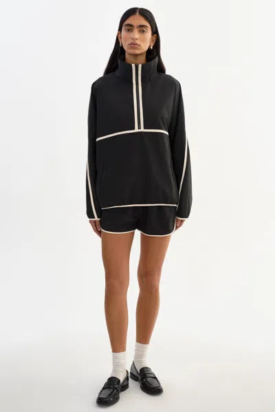 Lamarque Weslee Half-zip Pullover Jacket In Black