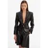 Lamarque Wiley | Leather Belted Blazer In Black
