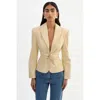 Lamarque Wiley Belted Leather Blazer In Yellow