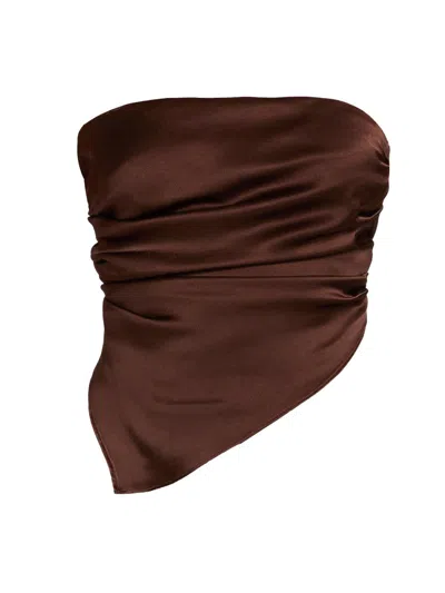 Lamarque Women's Baila Strapless Satin Scarf Top In Brown