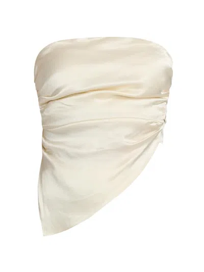 Lamarque Women's Baila Strapless Satin Scarf Top In White