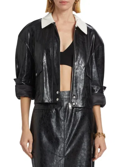 Lamarque Women's Braylin Faux-leather Shirt Jacket In Black