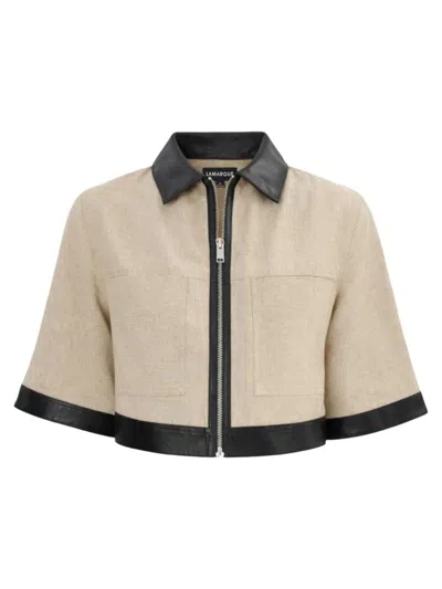 LAMARQUE WOMEN'S CAPRICE LINEN-BLEND ZIP-FRONT CROP JACKET