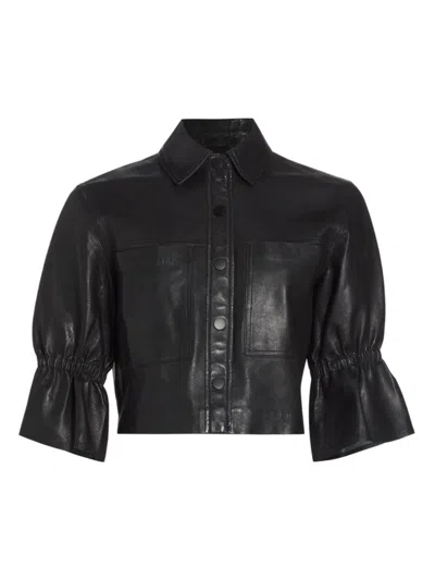 Lamarque Women's Carolina Leather Crop Jacket In Black