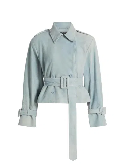 Lamarque Dhana Cropped Trench Coat In Blue