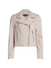 Lamarque Janika Cropped Leather Biker Jacket In Neutral