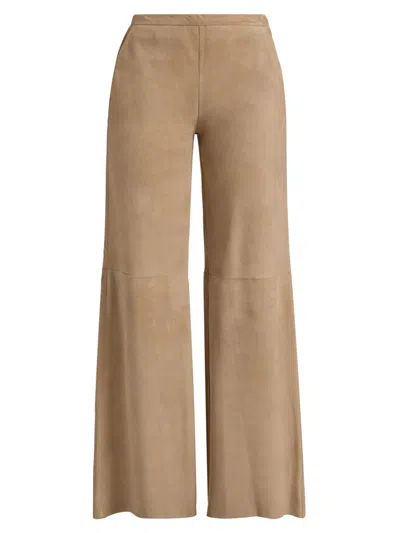 Lamarque Women's Elise Suede Wide-leg Pants In Sand