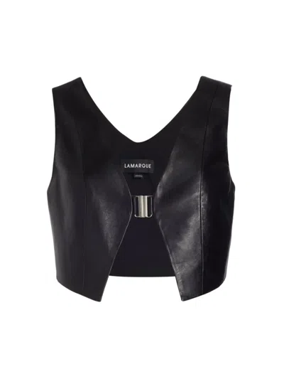 Lamarque Women's Estrella Leather Vest Top In Black