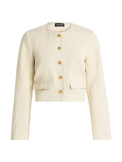 Lamarque Francina Tailored Cotton-linen Jacket In Neutral
