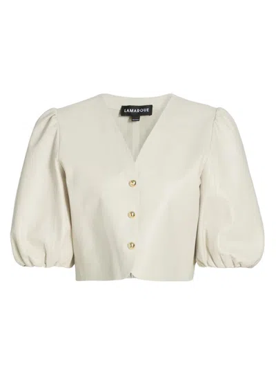 Lamarque Women's Franka Leather Balloon-sleeve Blouse In Multi