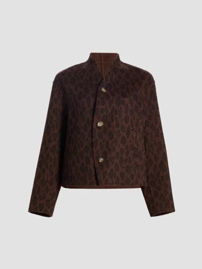 Lamarque Women's Hania Double-face Wool-blend Leopard Jacket In Brown