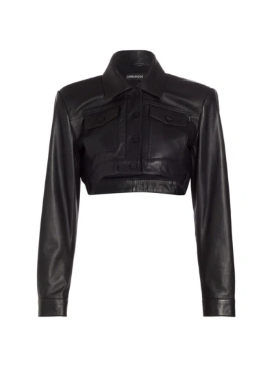Lamarque Women's Leather Crop Jacket In Black