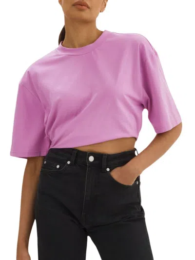 Lamarque Naia Asymmetric Cropped T-shirt In Bodacious