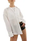 Lamarque Jada Oversized Linen Button-front Shirt In White