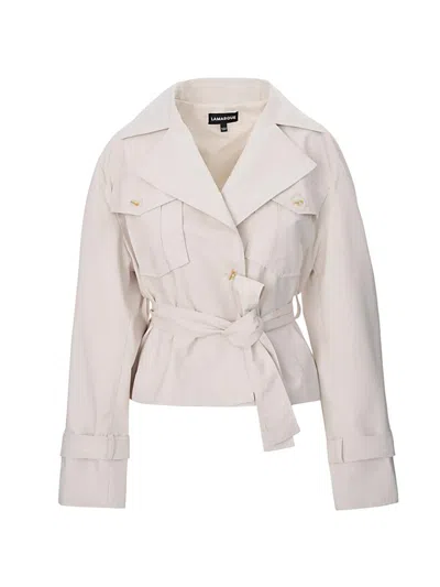 Lamarque Quinn Cropped Trench Jacket In Neutral