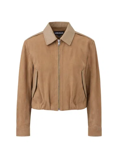 Lamarque Women's Robbie Suede Bomber Jacket In Sand