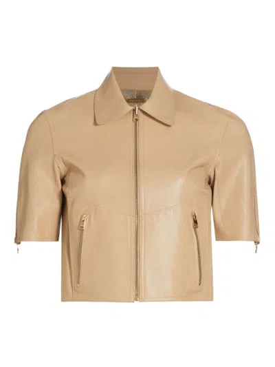 Lamarque Women's Sevana Reversible Leather Short-sleeve Jacket In Wheat Gold