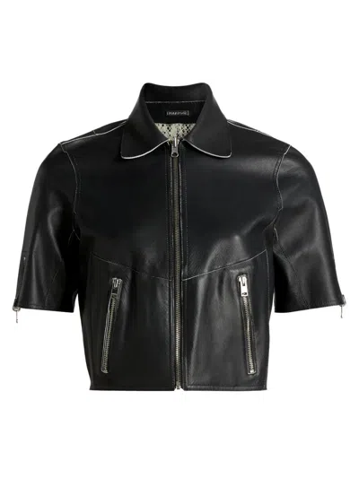 Lamarque Women's Sevana Reversible Leather Short-sleeve Jacket In Black