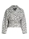 Lamarque Faux Leather Belted Biker Jacket In Gray