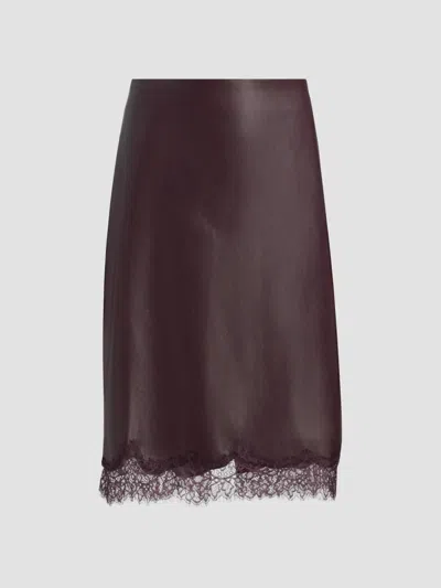 Lamarque Women's Sonja Faux Leather Lace-trimmed Midi-skirt In Vamp