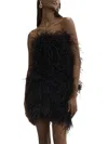 Lamarque Triana Feather Tube Minidress In Black