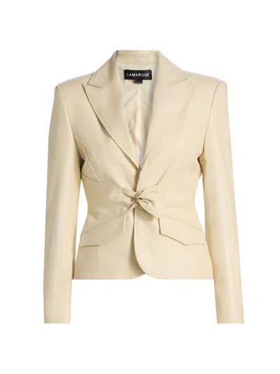 Lamarque Women's Wiley Belted Leather Blazer In Yellow