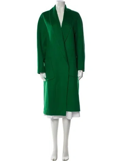 Pre-owned Lamarque Wool Peacoat In Green