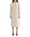 Lamarque Wool Single Breasted Peak Lapel Coat In Neutral