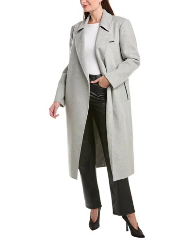 Lamarque Double Face Wool-blend Coat In Gray